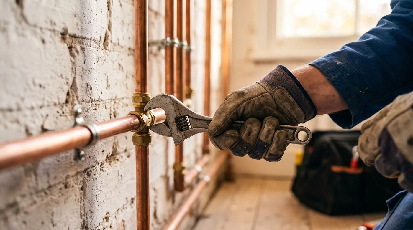 Tightening a copper pipe fitting
