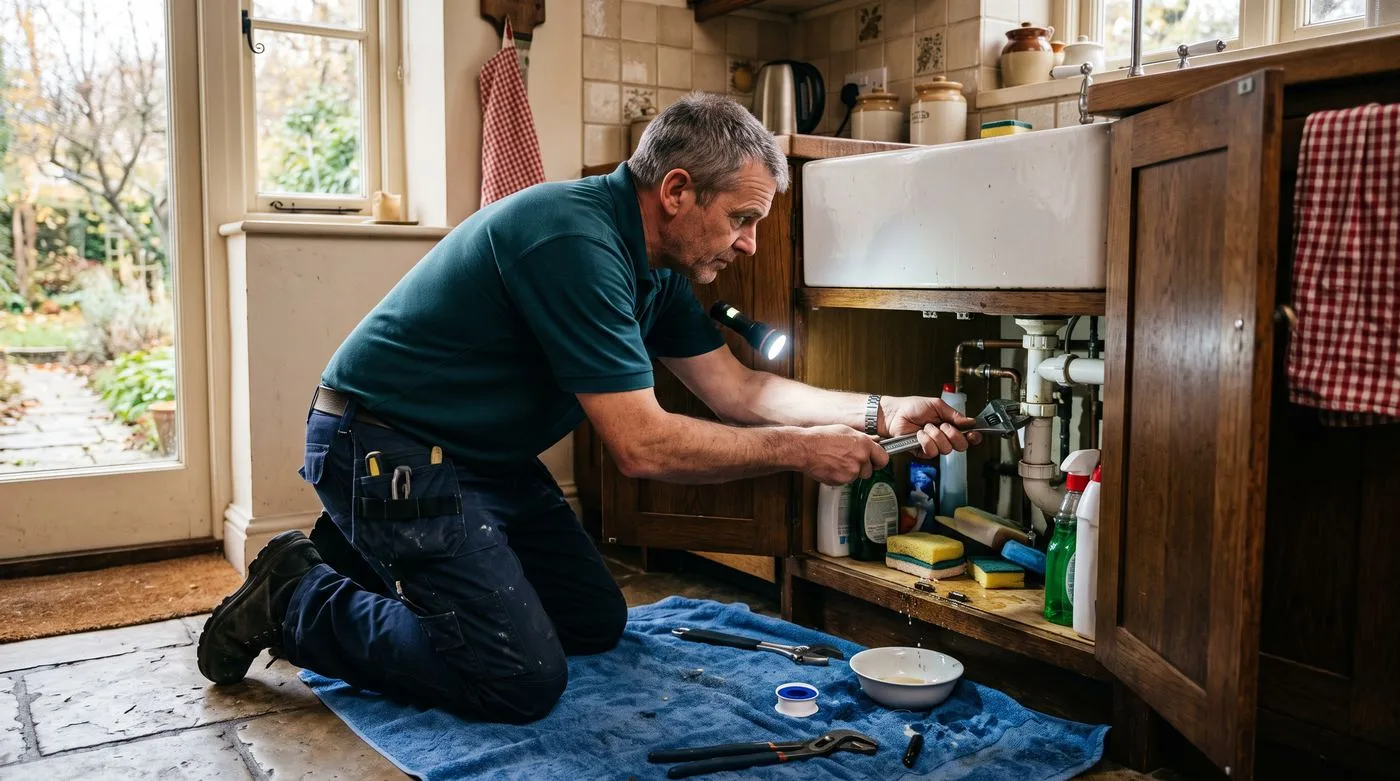 Leak repair under a sink
